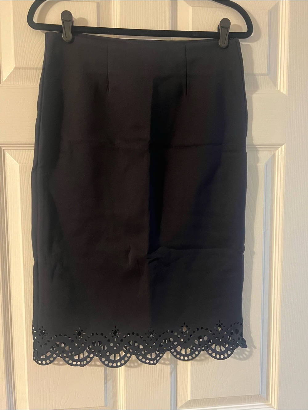 Kendall & Kylie Black Pencil Skirt with Scalloped Laser-Cut Hem